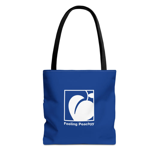 Blue Logo Tote Bag — 'Feeling Peas/Why' Graphic Canvas Tote